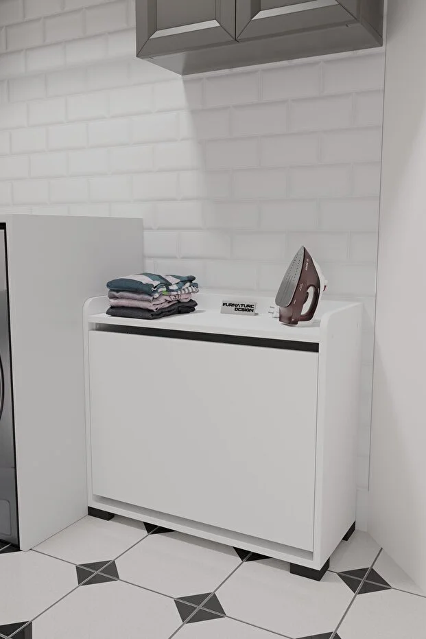 Duo 2 Bölmeli Çamaşırlık Çok Amaçlı İki Bölmeli Dolap Kirli Çamaşır Sepeti